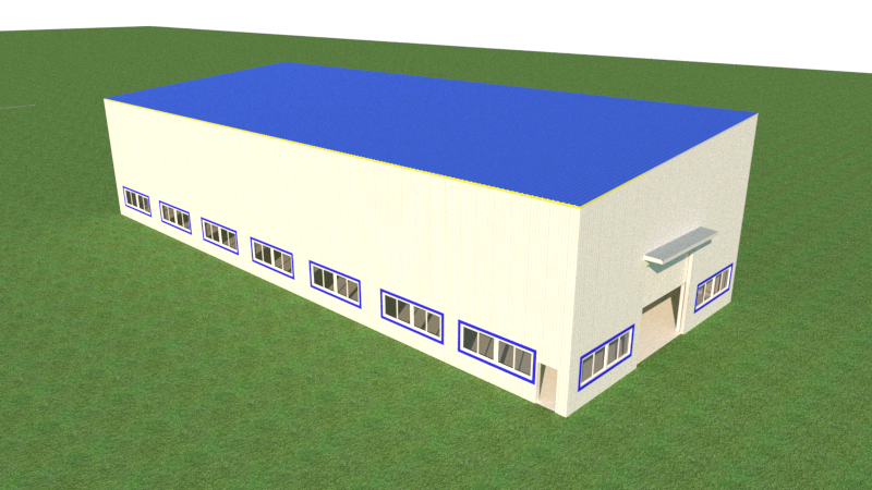 Steel structure workshop for Bolivia, 41x16x8.8-10.5m, single slope